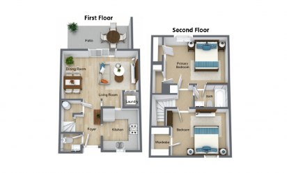The Ashworth - 2 bedroom floorplan layout with 1.5 bath and 936 square feet